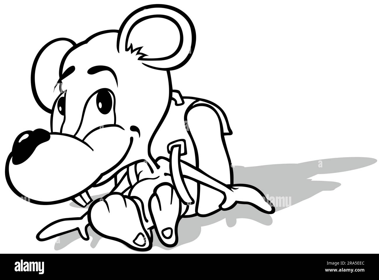 Eine Maus mit Schultasche zeichnen Stock Vektor