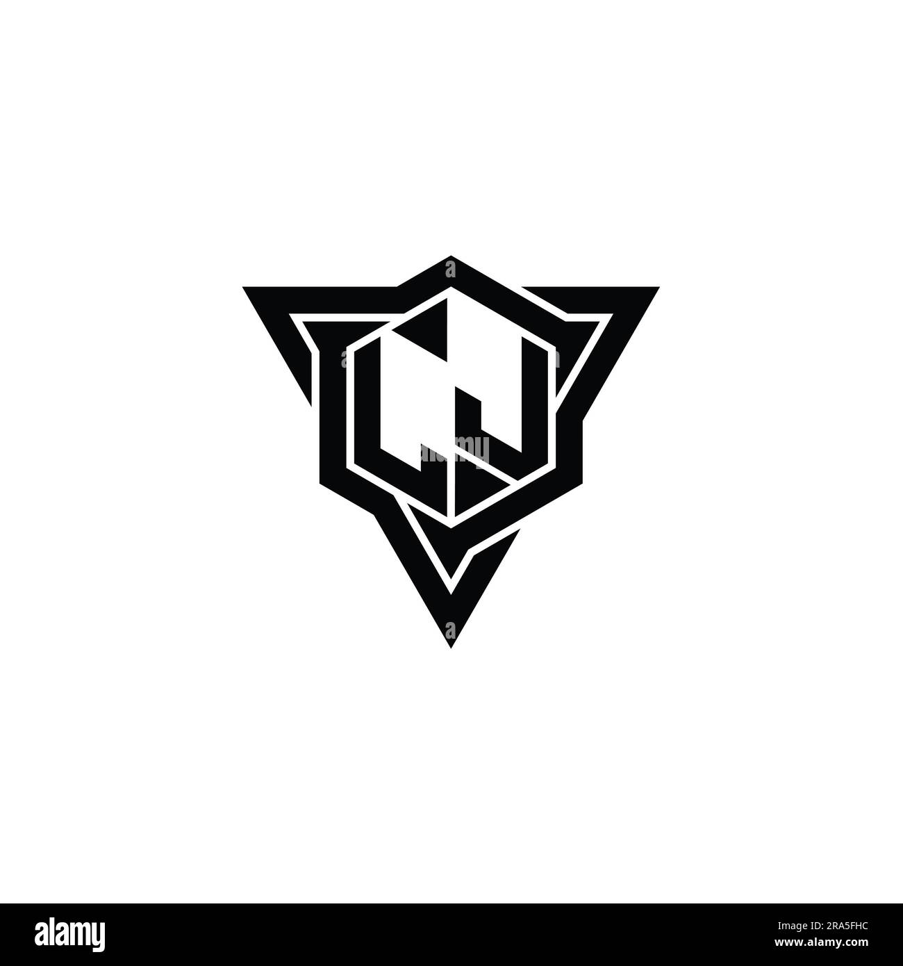 LJ Letter Logo Monogramm sechseckig mit dreieckiger Umrandung scharfe Slice-Design-Vorlage Stockfoto