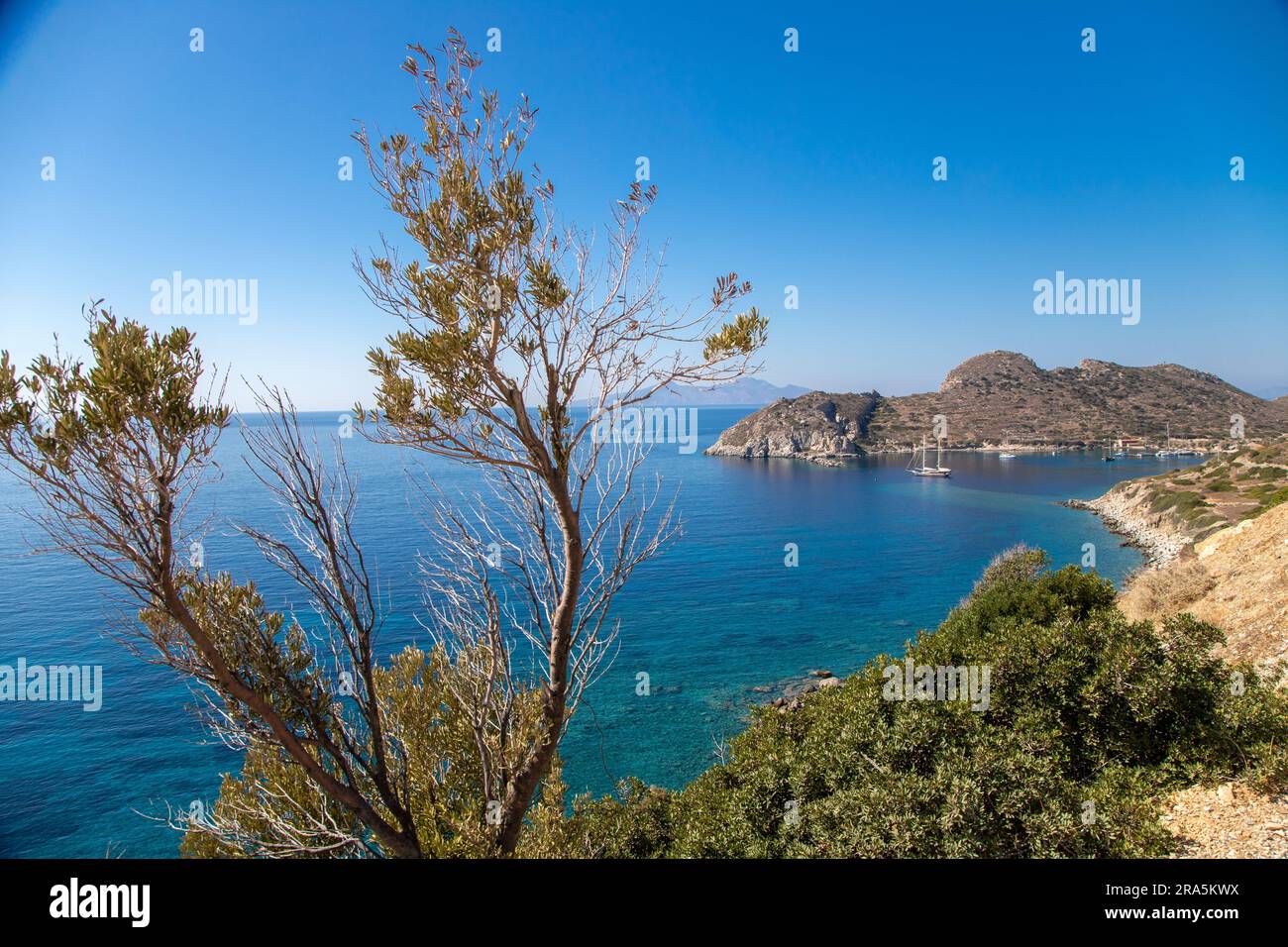 Eine wunderschöne Bucht auf der Halbinsel Datca, in der antiken Stadt Knidos Stockfoto