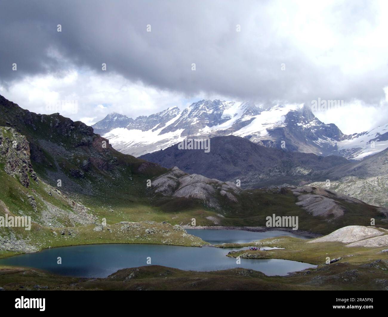 Reservoir Lago Tre Becchi, Piani de Rosset, Gran Paradiso Nationalpark, Piedmont, Alpen, Italien Stockfoto