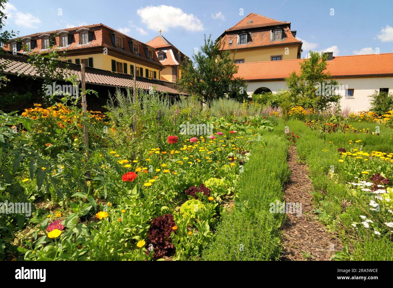 Klostergarten, Kloster Fulda, Fula, Hessen, Deutschland Stockfoto