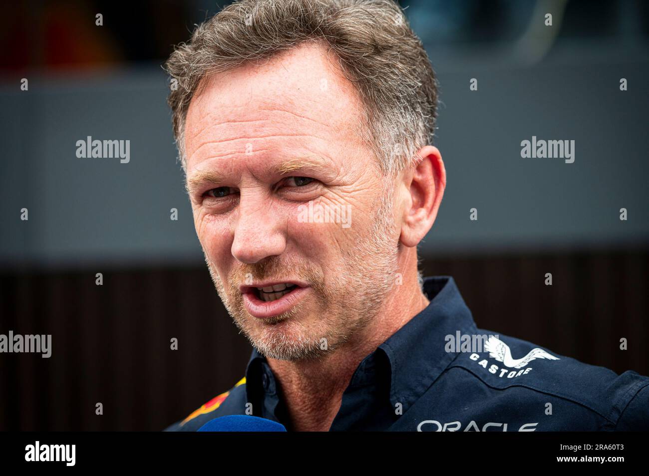 Spielberg, Österreich. 30. Juni 2023. Der Teamleiter Christian Horner von Red Bull Racing wurde nach der Qualifizierung während des österreichischen Grand Prix F1 auf dem Red Bull Ring gesehen. Aufgrund des neuen Sprint-Formats für das Grand-Prix-Wochenende hatten die Fahrer bereits am Freitagnachmittag nur eine kostenlose Übung und Qualifizierungssitzung. Der niederländische Fahrer Max Verstappen von Red Bull Racing nahm die Pole-Position für das sonntags stattfindende Grand-Prix-Rennen ein, gefolgt von Ferraris Monegasque-Fahrer Charles Leclerc und dem spanischen Fahrer Carlos Sainz. Kredit: SOPA Images Limited/Alamy Live News Stockfoto