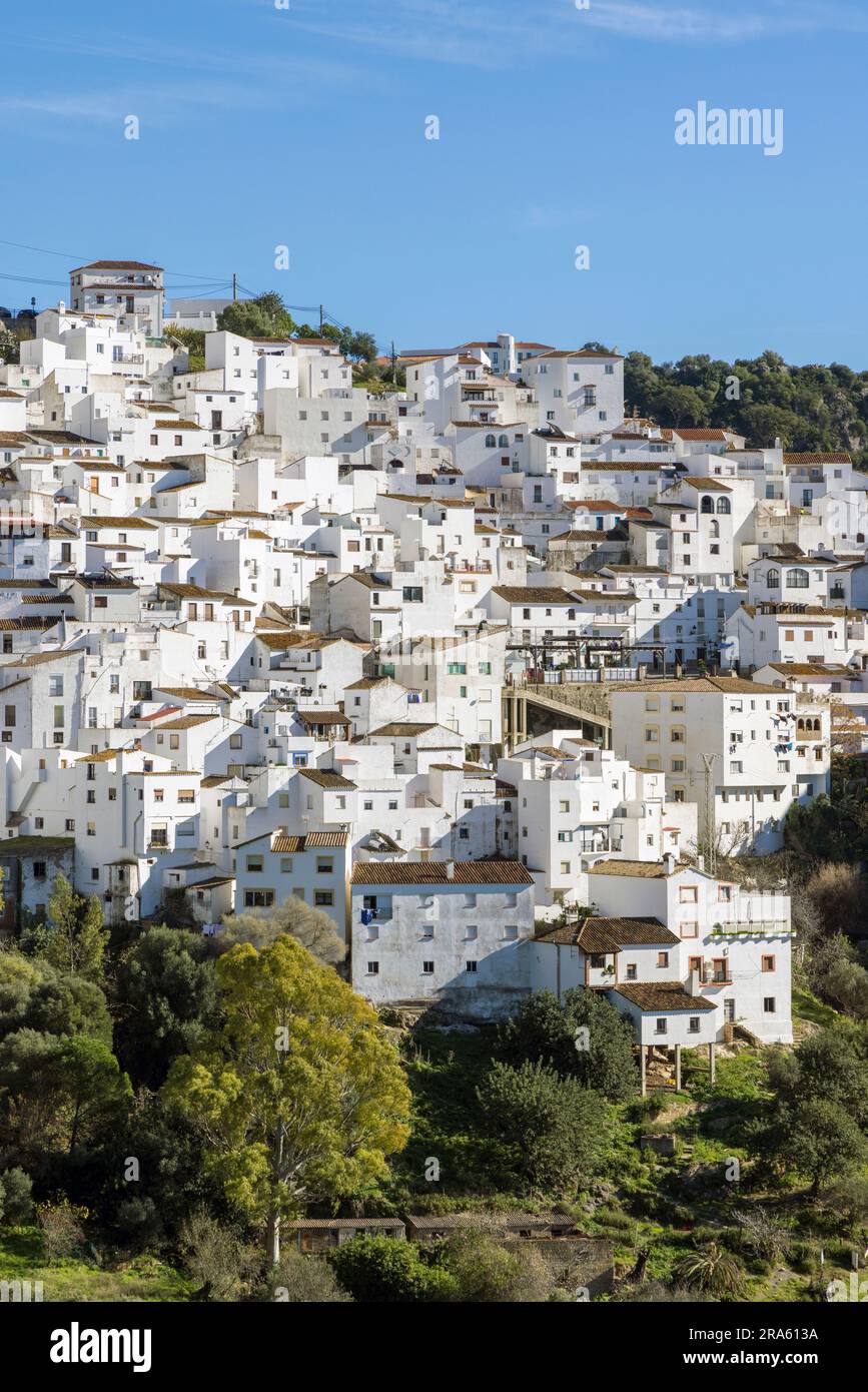 Casares, Provinz Malaga, Andalusien, Südspanien. Iconic weiß - Bergdorf gewaschen. Beliebte Ausflug ins Landesinnere von der Costa del Sol. Stockfoto