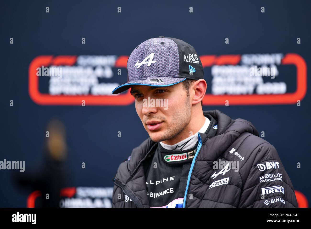 Spielberg, Mezzolombardo, Österreich. 1. Juli 2023. Französischer Fahrer Esteban Ocon ( Alpine F1 Team) Sprechen Sie nach dem Sprint Shootout auf dem Red Bull Ring Circuit in Spielberg, Österreich (Kreditbild: © Daisy Facinelli/ZUMA Press Wire) nur REDAKTIONELLE VERWENDUNG! Nicht für den kommerziellen GEBRAUCH! Stockfoto