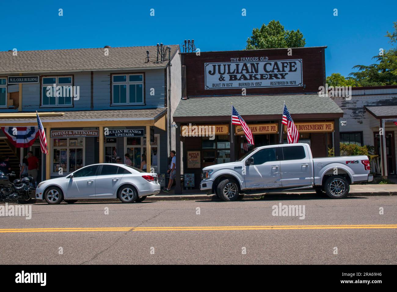 Julian ist eine kleine Bergbaustadt in San Diego County, CA, die für ihren hochwertigen Apfelkuchen bekannt ist. Stockfoto