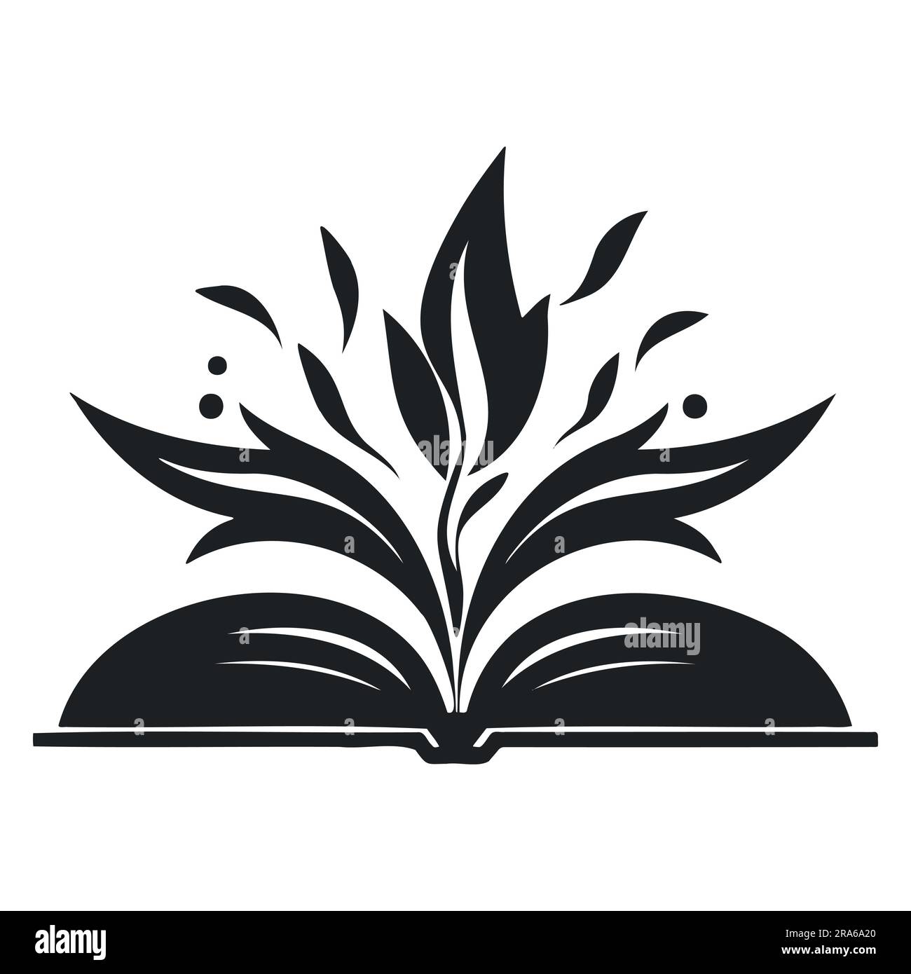 Grafiken, Bücher und Blumen auf weißem Hintergrund. Symbol Stock Vektor