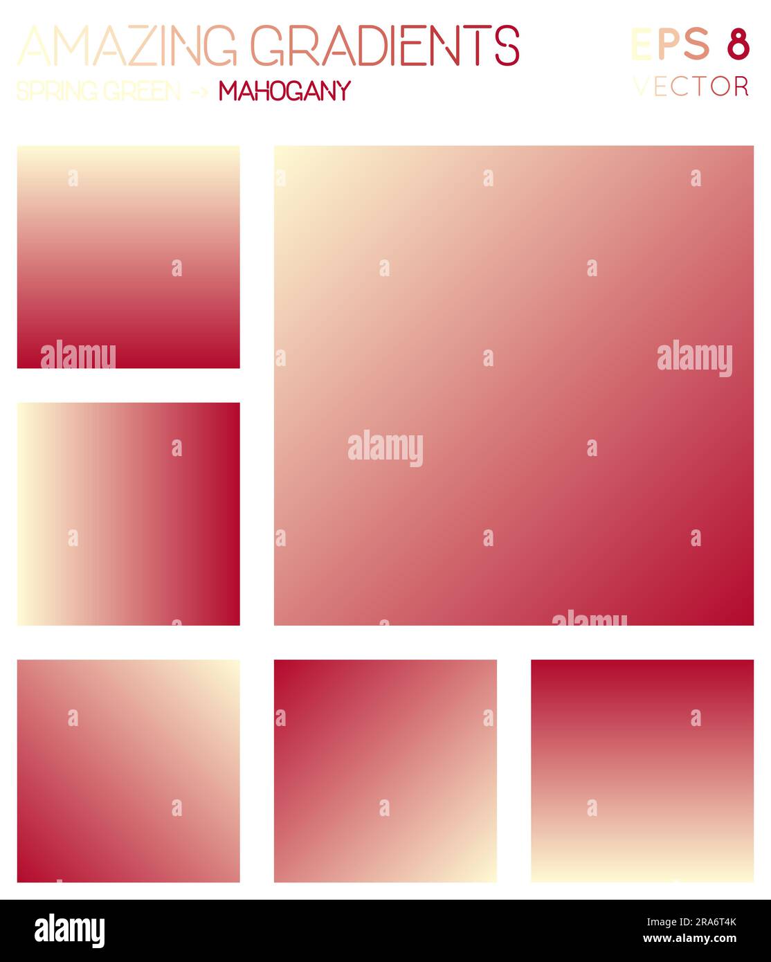 Farbenfrohe Farbverläufe in Frühlingsgrün, Mahagoni-Farbtönen. Bezaubernder verlaufender Hintergrund, elegante Vektordarstellung. Stock Vektor