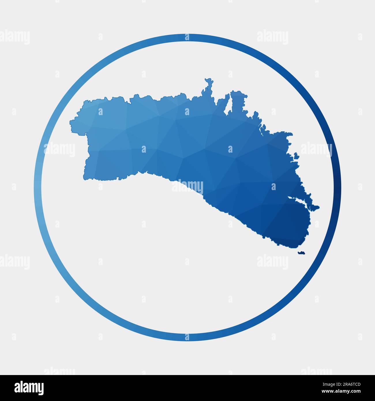 Minorca-Symbol. Polygonale Karte der Insel im Gradientenring. Rundes, tiefes Poly-Minorca-Schild. Vektordarstellung. Stock Vektor