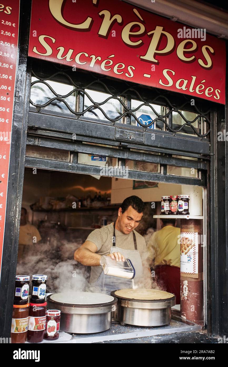 Crepes-Verkäufer in Montmartre Paris Stockfoto