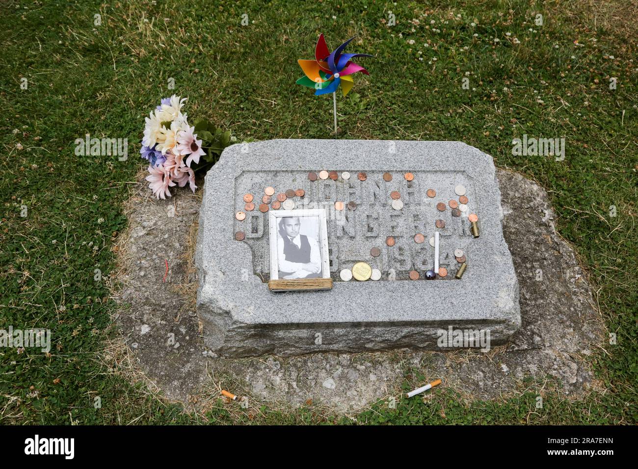 John Dillingers Grab Crown Hilll Cemetery in Indianapolis, Indiana Stockfoto