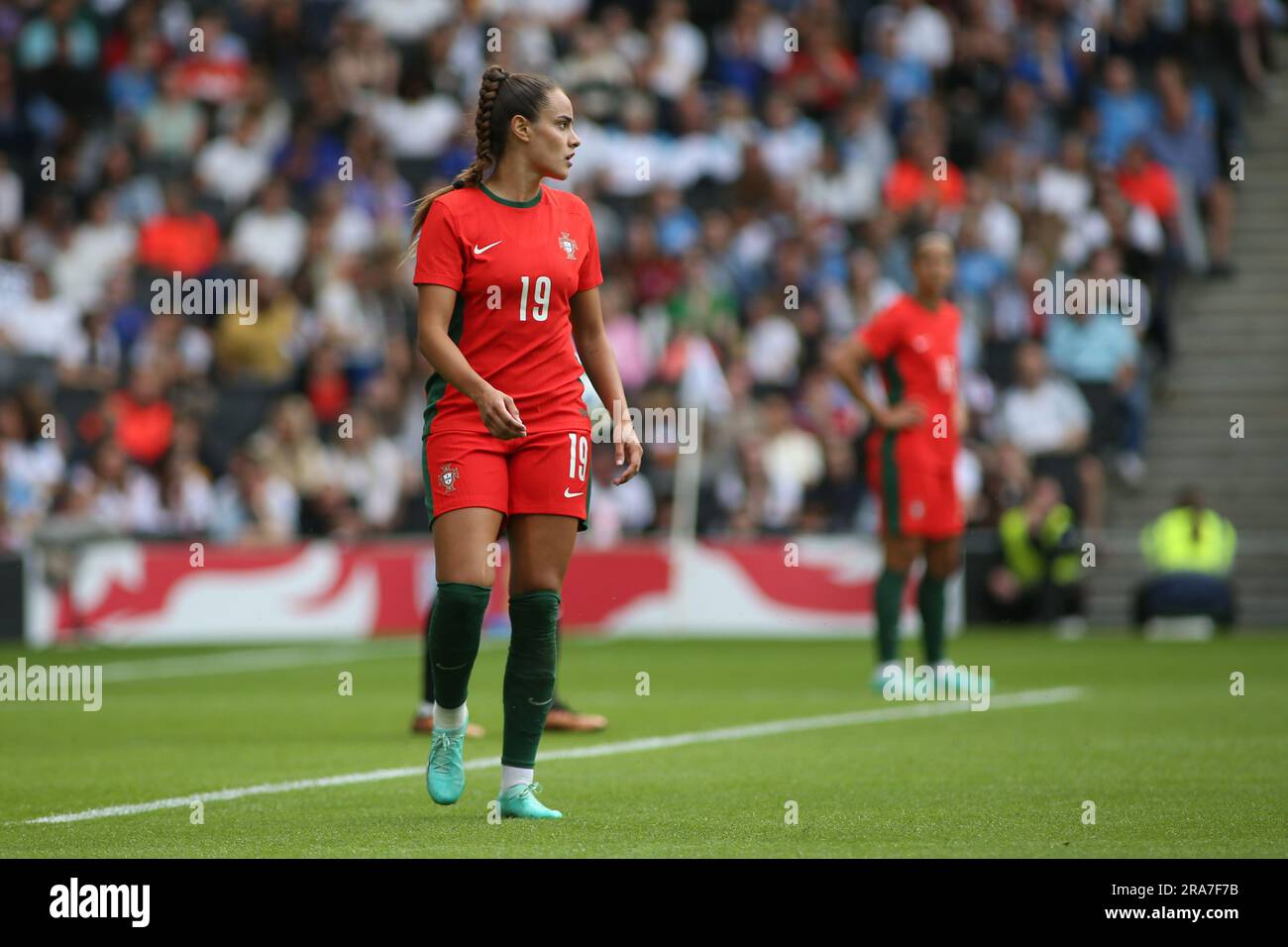 London, Großbritannien. 01. Juli 2023. London, April 6. 2023: Diana Gomes (19 Portugal) beim Womens International Friendly Football Match zwischen England und Portugal im Stadium MK, Milton Keynes, England. (Pedro Soares/SPP) Kredit: SPP Sport Press Photo. Alamy Live News Stockfoto