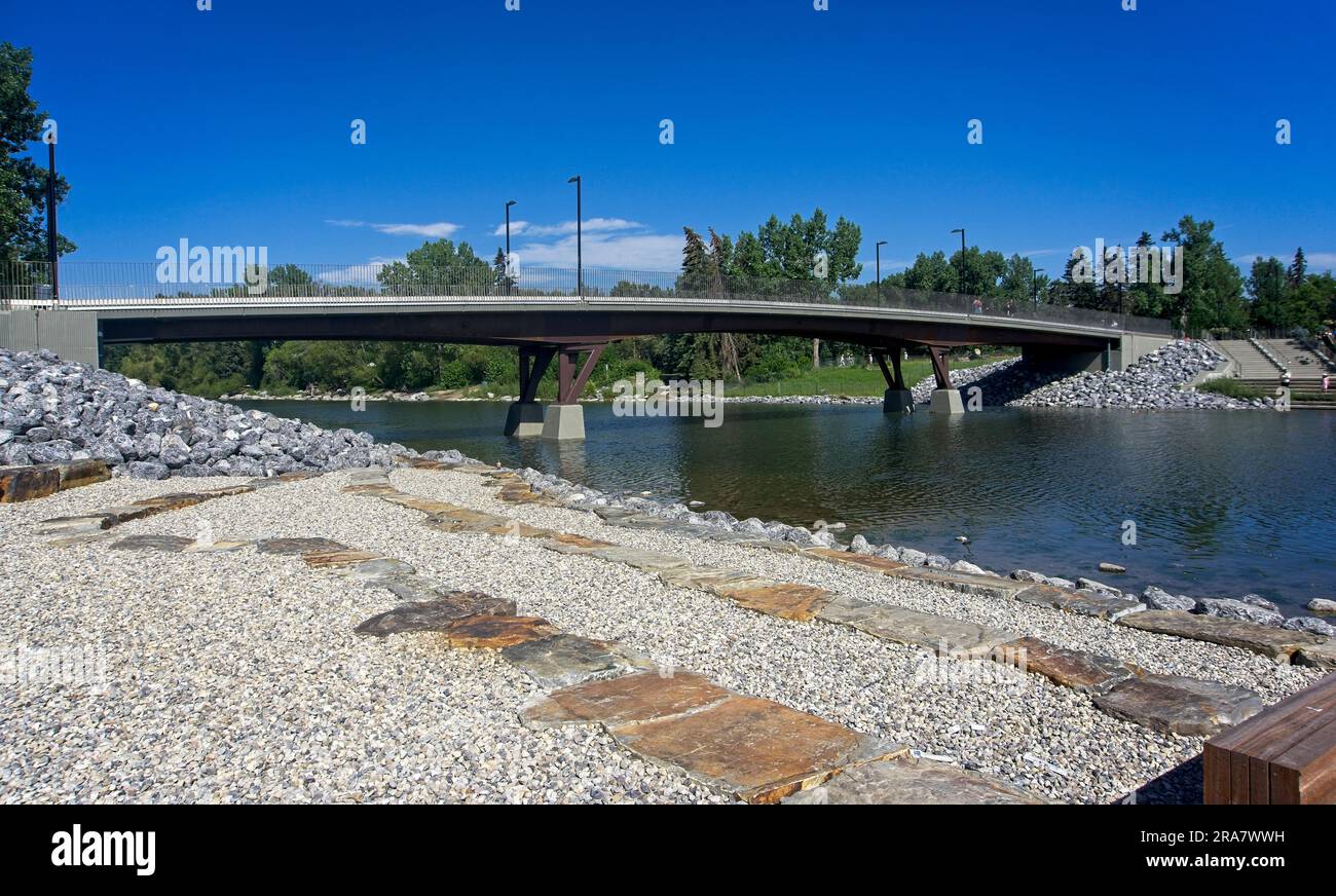 Neue Brücke Prince's Island Park Calgary Alberta Stockfoto