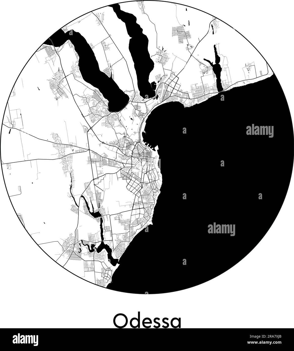 Stadtplan Odessa Ukraine Europa Vektor Illustration schwarz weiß Stock Vektor