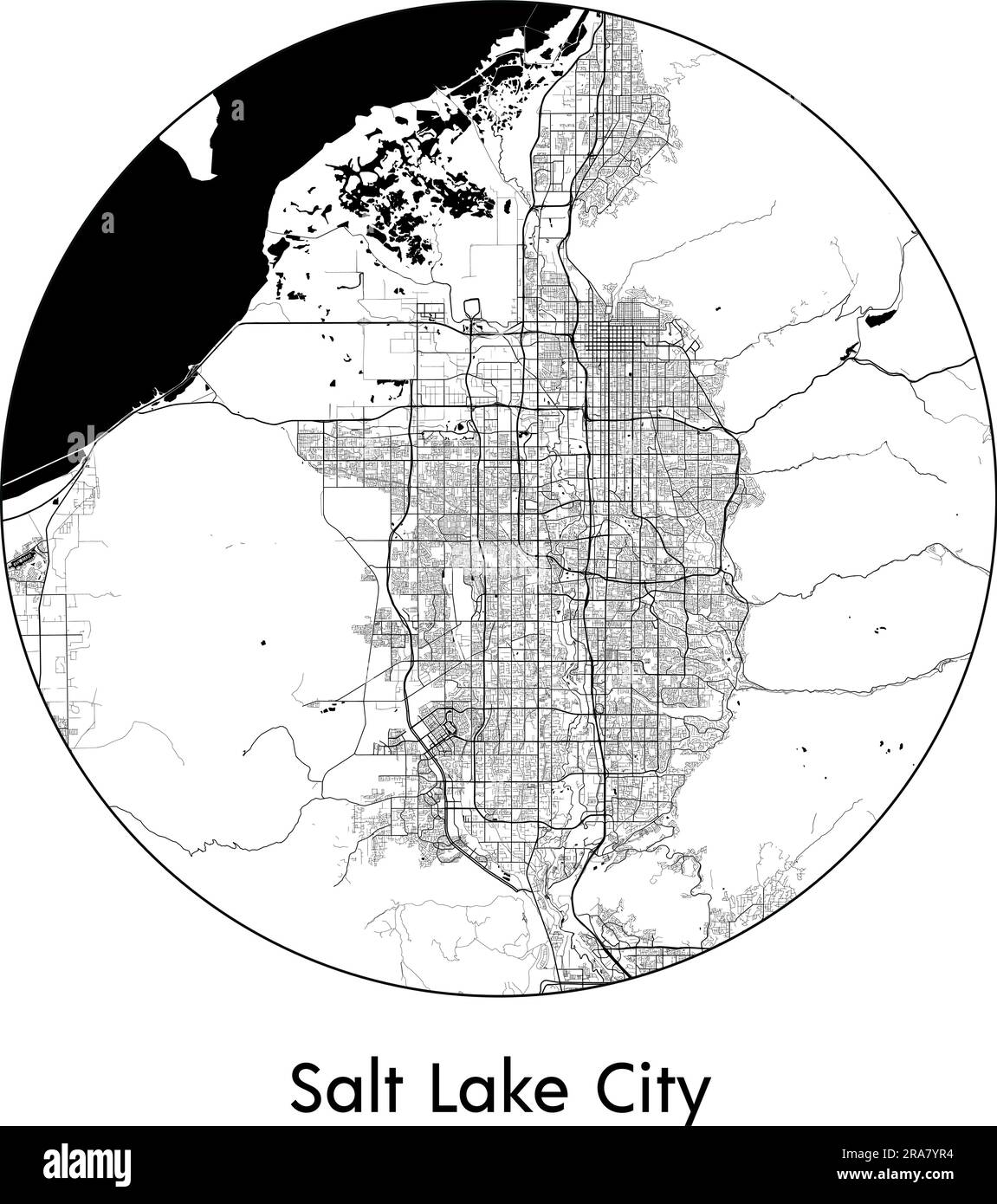 Stadtplan Salt Lake City USA Nordamerika Vektordarstellung schwarz weiß Stock Vektor