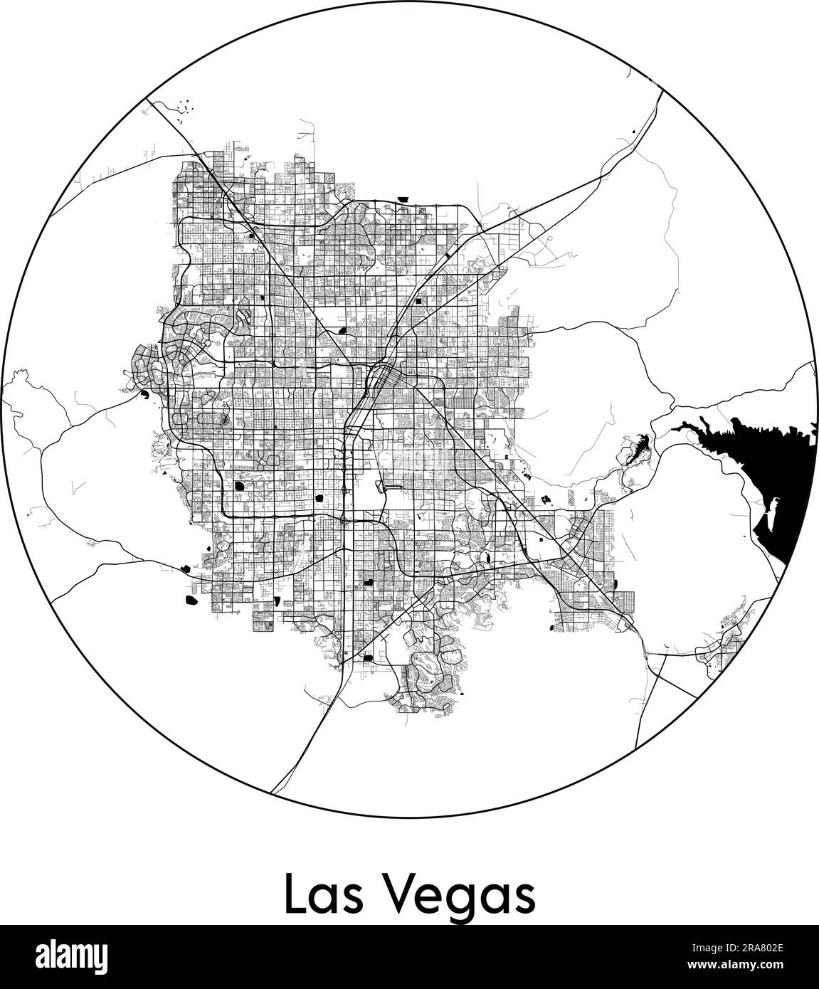 Stadtplan Las Vegas USA Nordamerika Vektordarstellung schwarz weiß Stock Vektor