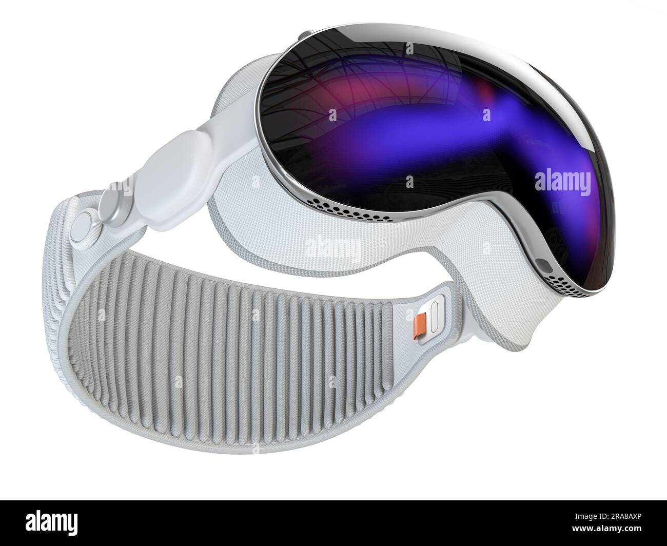Virtual-Reality-VR-Headset isoliert auf weißem Hintergrund. 3D Abbildung Stockfoto