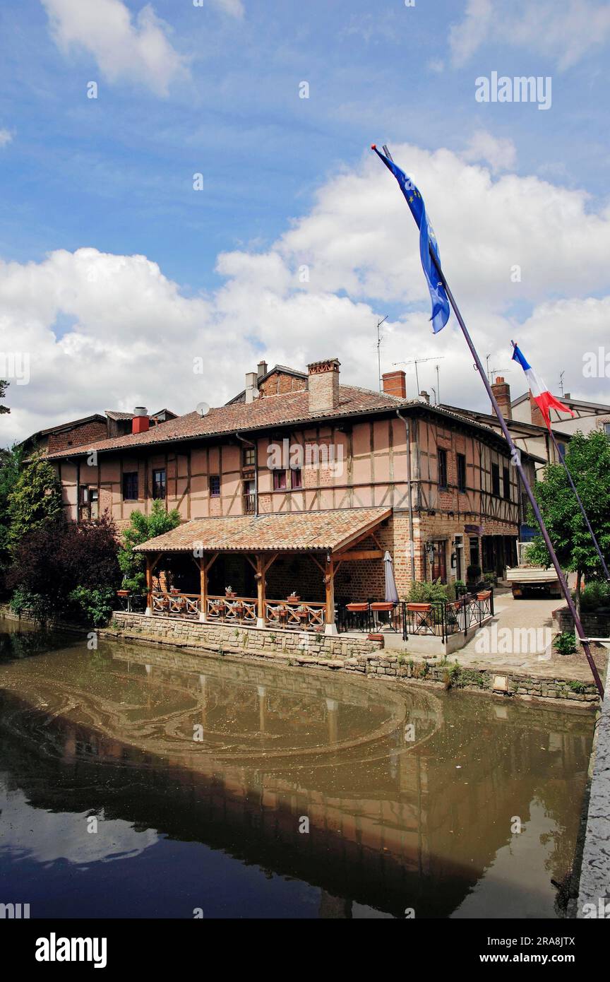 Restaurant, Chatillon sur Chalaronne, Ain, Rhone-Alpes, Frankreich Stockfoto