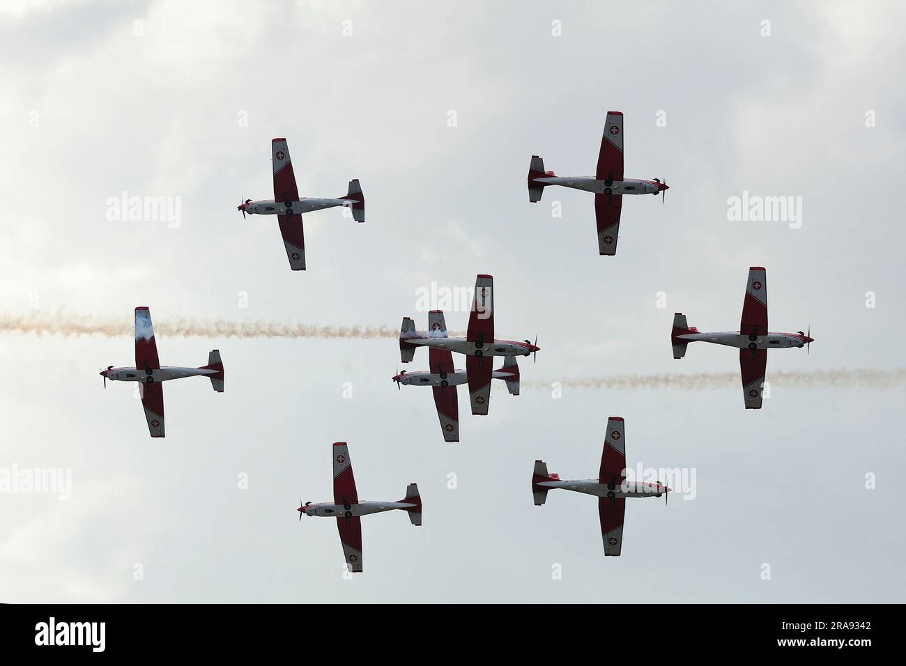 Schweiz - Luftwaffe: PC-7 Team Pilatus PC-7 I & II A-931, Foto: Kazimierz Jurewicz, Stockfoto