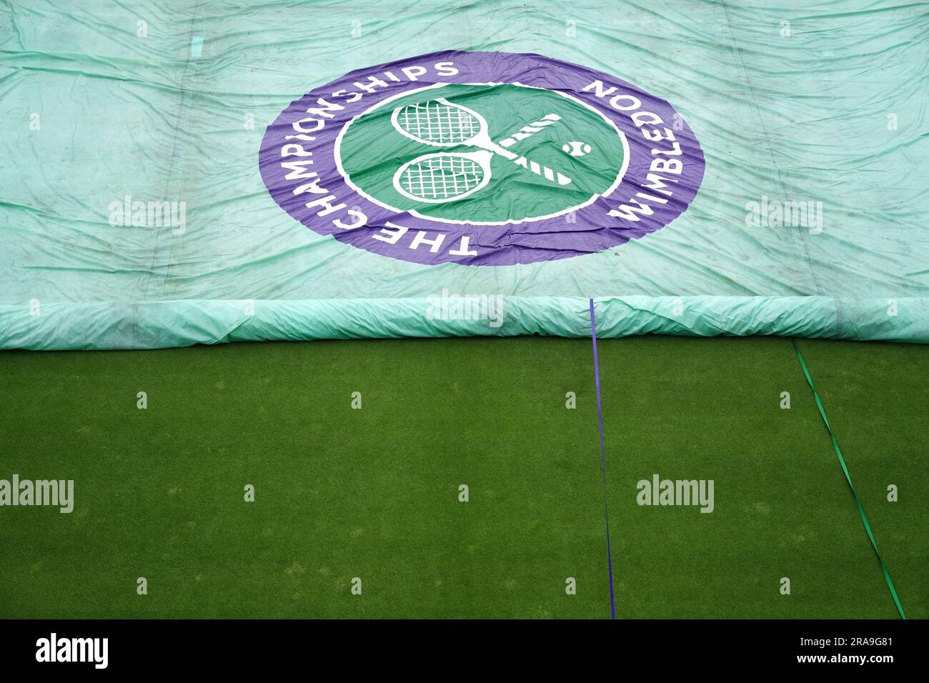 Ein allgemeiner Blick auf den All England Lawn Tennis and Croquet Club in Wimbledon, vor den Meisterschaften, die am Montag beginnen. Foto: Sonntag, 2. Juli 2023. Stockfoto