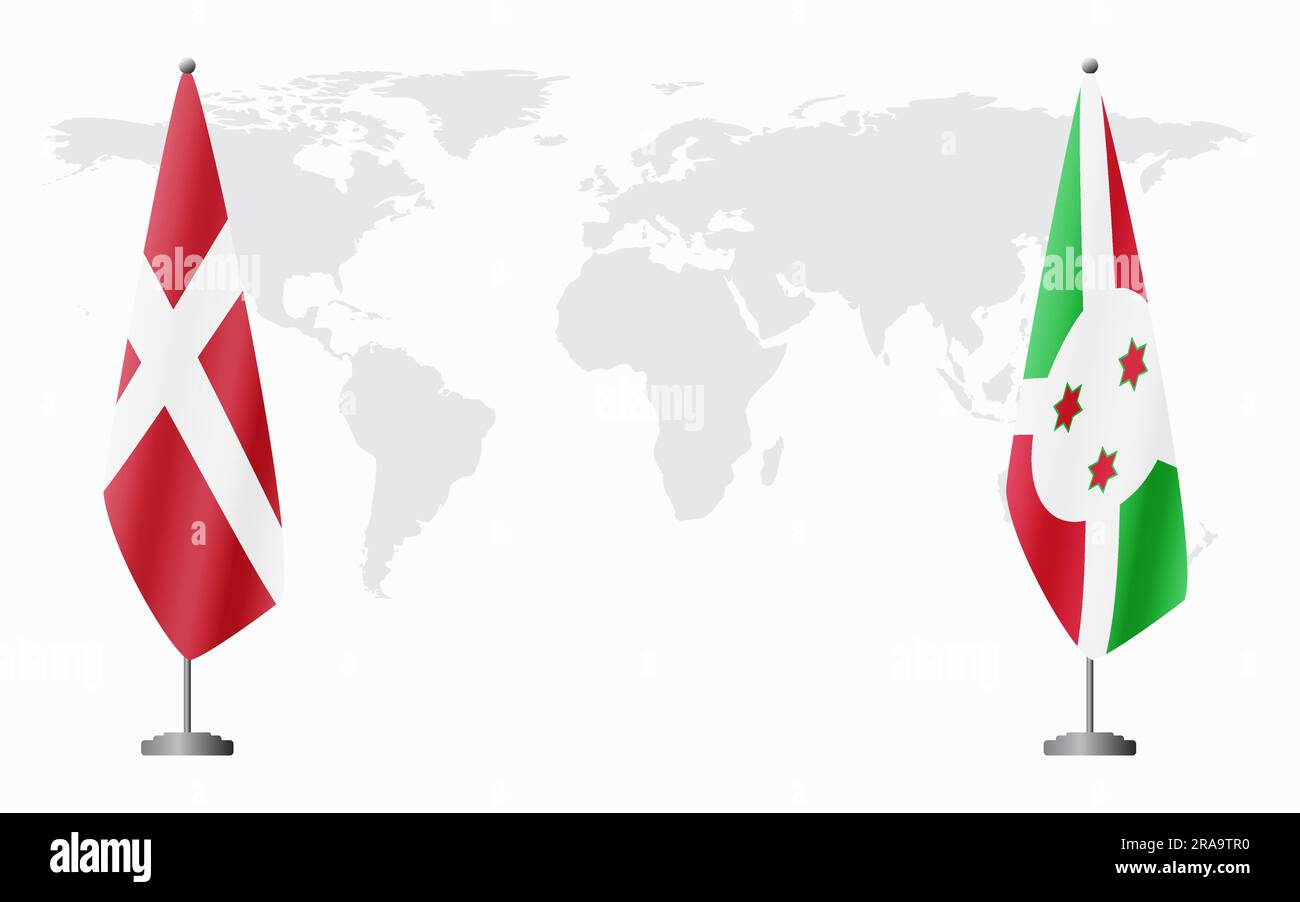 Dänemark und Burundi führen vor dem Hintergrund der Weltkarte offizielle Sitzungen durch. Stock Vektor