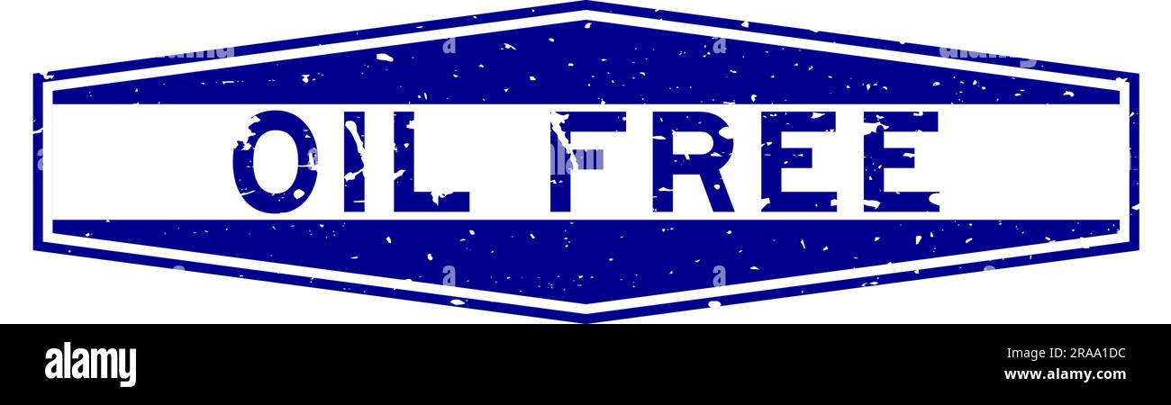 Grunge blaues, ölfreies Wort, sechseckiger Gummidichtungsstempel auf weißem Hintergrund Stock Vektor