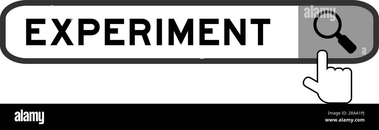 Suchbanner in Wort Experimentieren Sie mit dem Lupensymbol auf weißem Hintergrund Stock Vektor