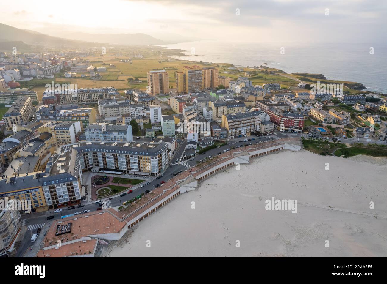 Luftaufnahme der Stadt Foz in Nordspanien Stockfoto