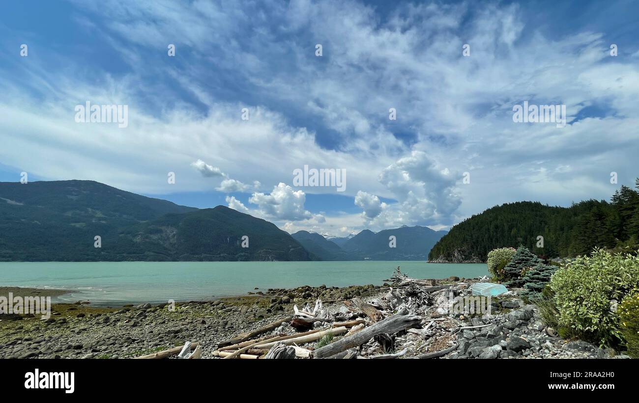 Oliver's Landing Beach, Furry Creek, British Columbia, Kanada Stockfoto