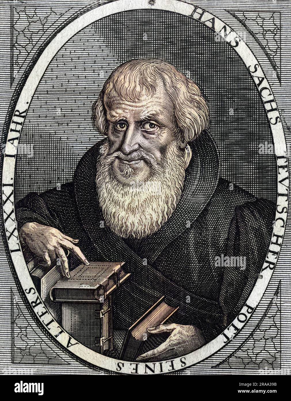 HANS SACHS (1494-1576), deutscher Schuhmacher, Dichter und meistersinger aus Nürnberg, Autor von über 6000 Werken, Unterstützer von Luther und der Reformation. Stockfoto