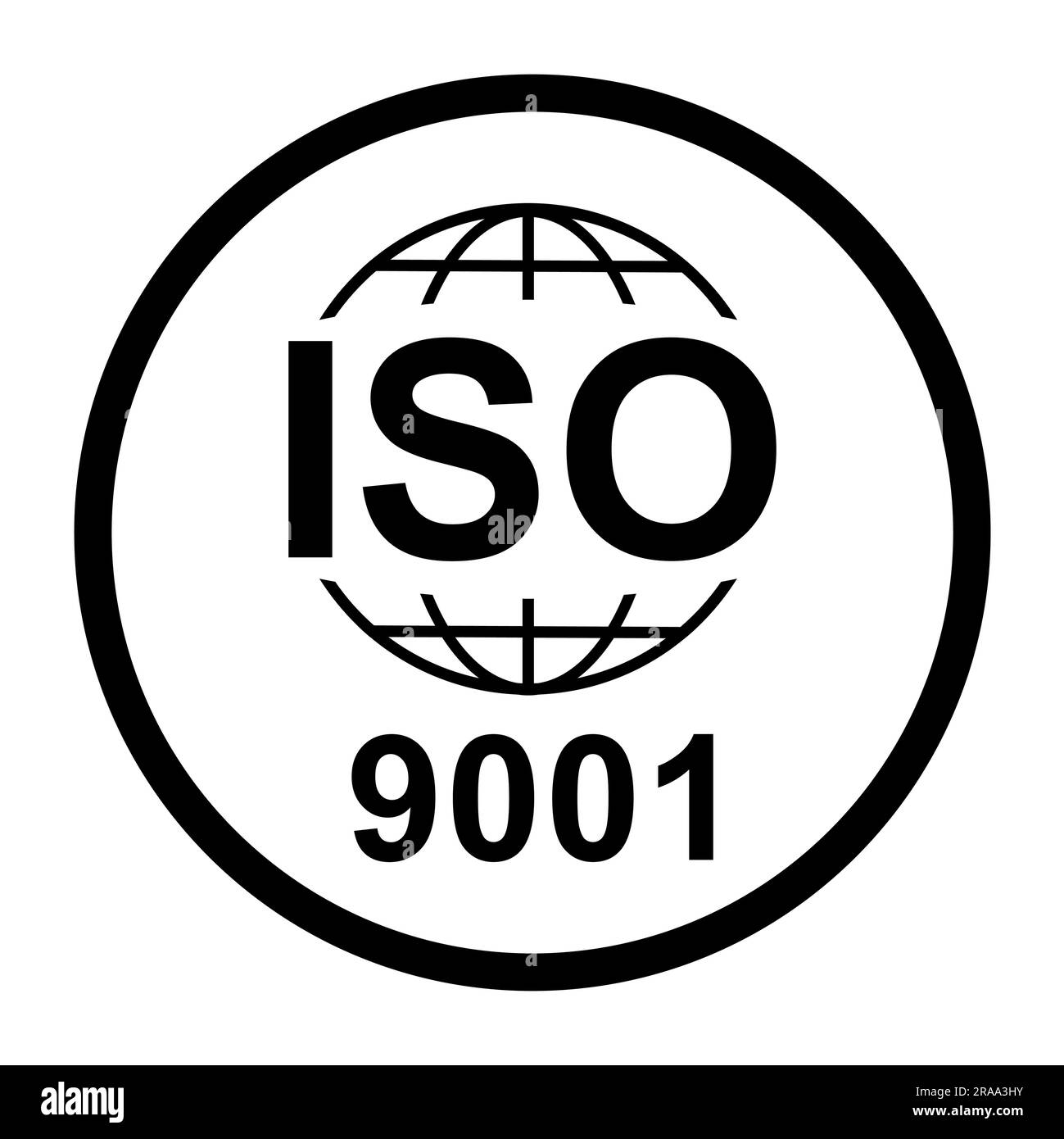 ISO 9001-Symbol. Symbol für Standardqualität. Vektor-Button-Zeichen auf weißem Hintergrund isoliert. Stock Vektor