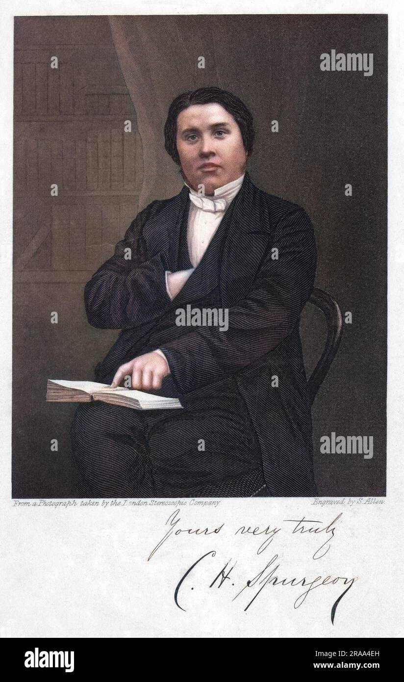 CHARLES HADDON SPURGEON beliebter Prediger mit seinem Autogramm Datum: 1834 - 1892 Stockfoto