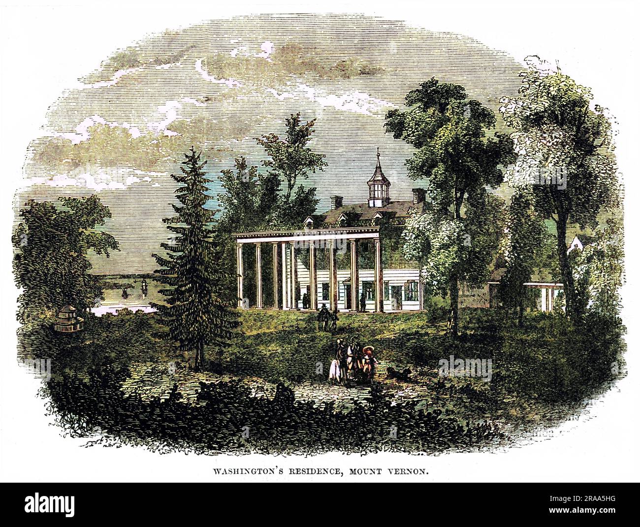 Die Gartenfront von Washingtons Haus in Mount Vernon. Datum: 1799 Stockfoto