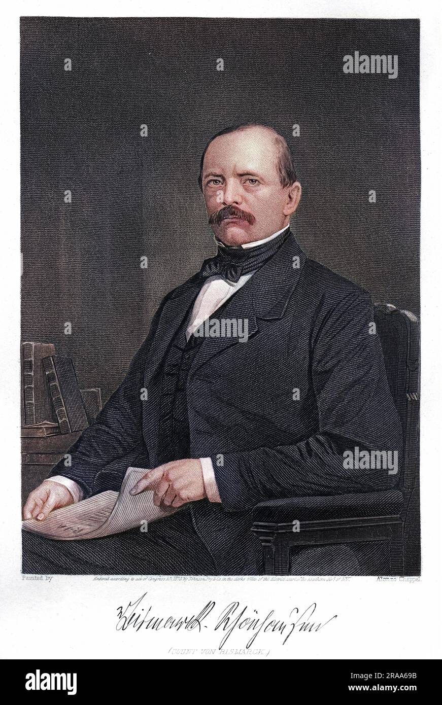 OTTO EDUARD LEOPOLD graf von BISMARCK (1815-1898), deutscher Staatsmann, Kanzler mit seinem Autogramm. Stockfoto