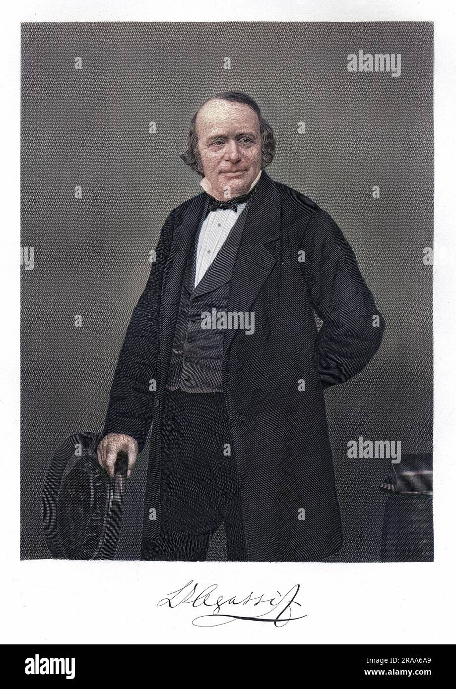 LOUIS RODOLPH AGASSIZ (1807-1873), in der Schweiz geborener amerikanischer Naturforscher und wissenschaftlicher Forscher, mit einem Autogramm. Stockfoto