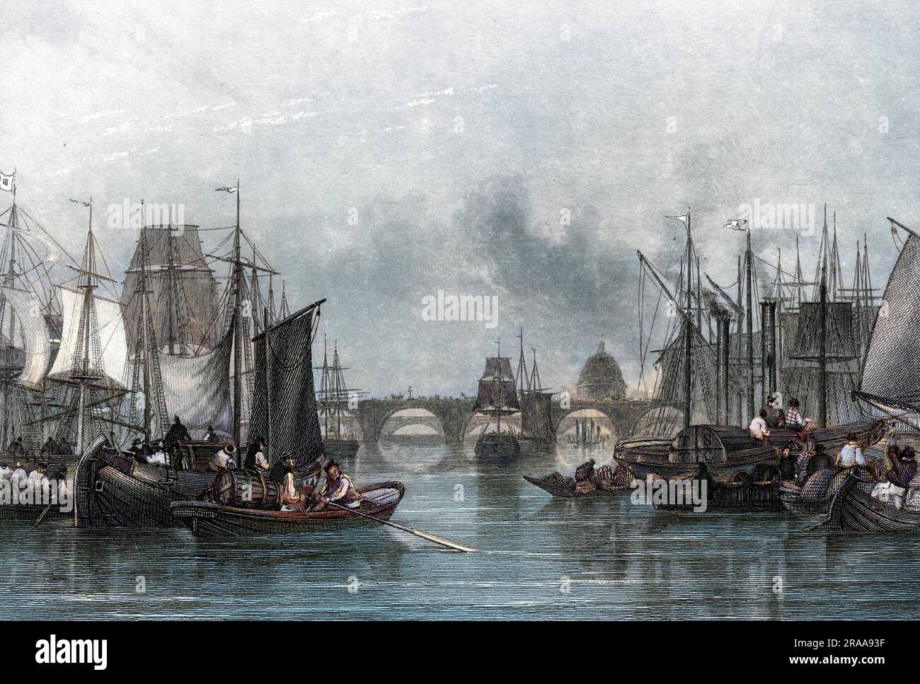 Schifffahrt am oberen Pool der Themse. Datum: Ca. 1846 Stockfoto