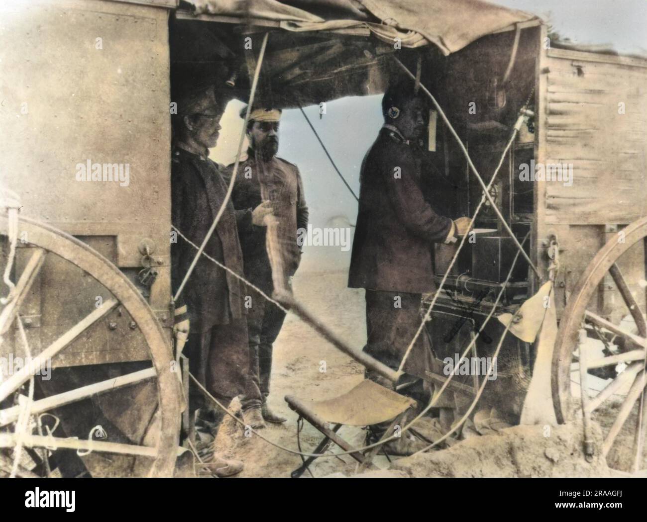 Ein mobiler Radiosender, der von den Russen während des Russisch-Japanischen Krieges (8. Februar 1904 û 5. September 1905) genutzt wurde. Datum: Ca. 1904 Stockfoto