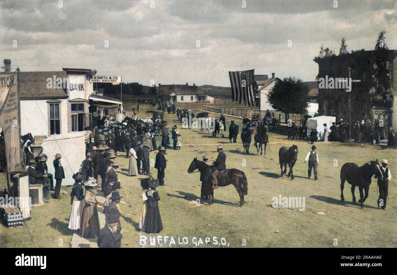 Custer County Horse Fair, Buffalo Gap, South Dakota, USA. Datum: Ca. 1910 Stockfoto