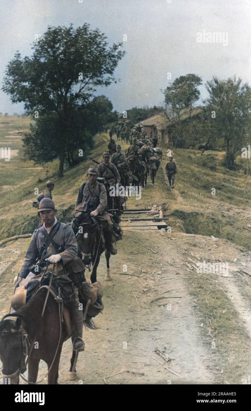 Die japanischen Truppen greifen Hankow an, das nach dem Fall Nankings zur militärischen und politischen Hauptstadt Chinas geworden war. Datum: 1938 Stockfoto