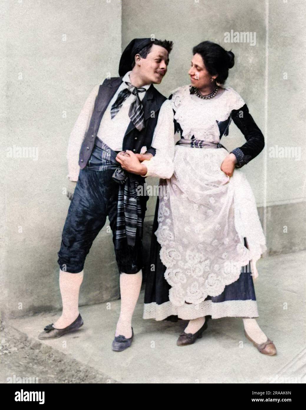 Tarantella Folk Dancers, Italien. Datum: Ende des 19. Jahrhunderts Stockfoto