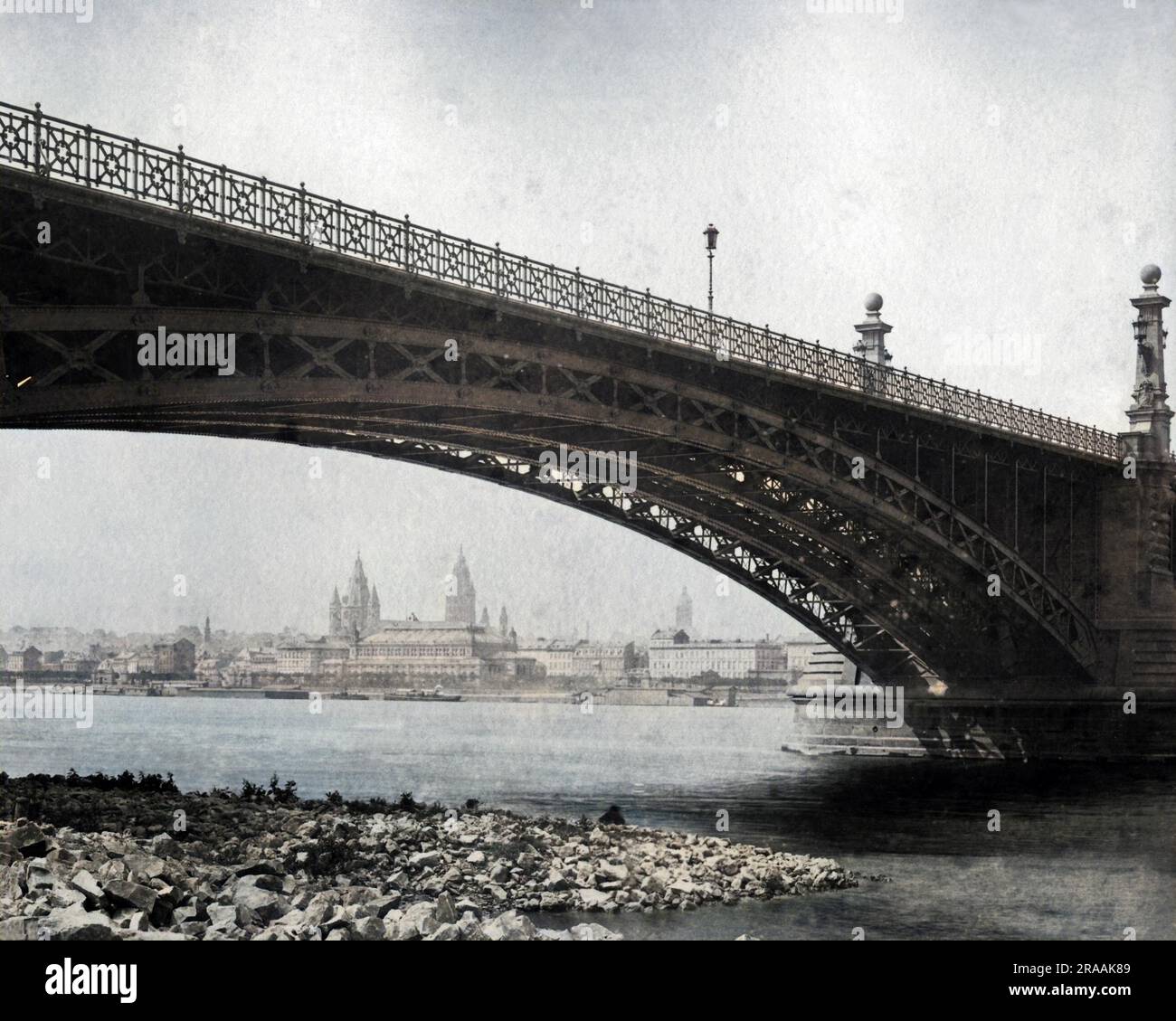Theodor Heuss Bridge, Mainz, Deutschland. Datum: Ende des 19. Jahrhunderts Stockfoto