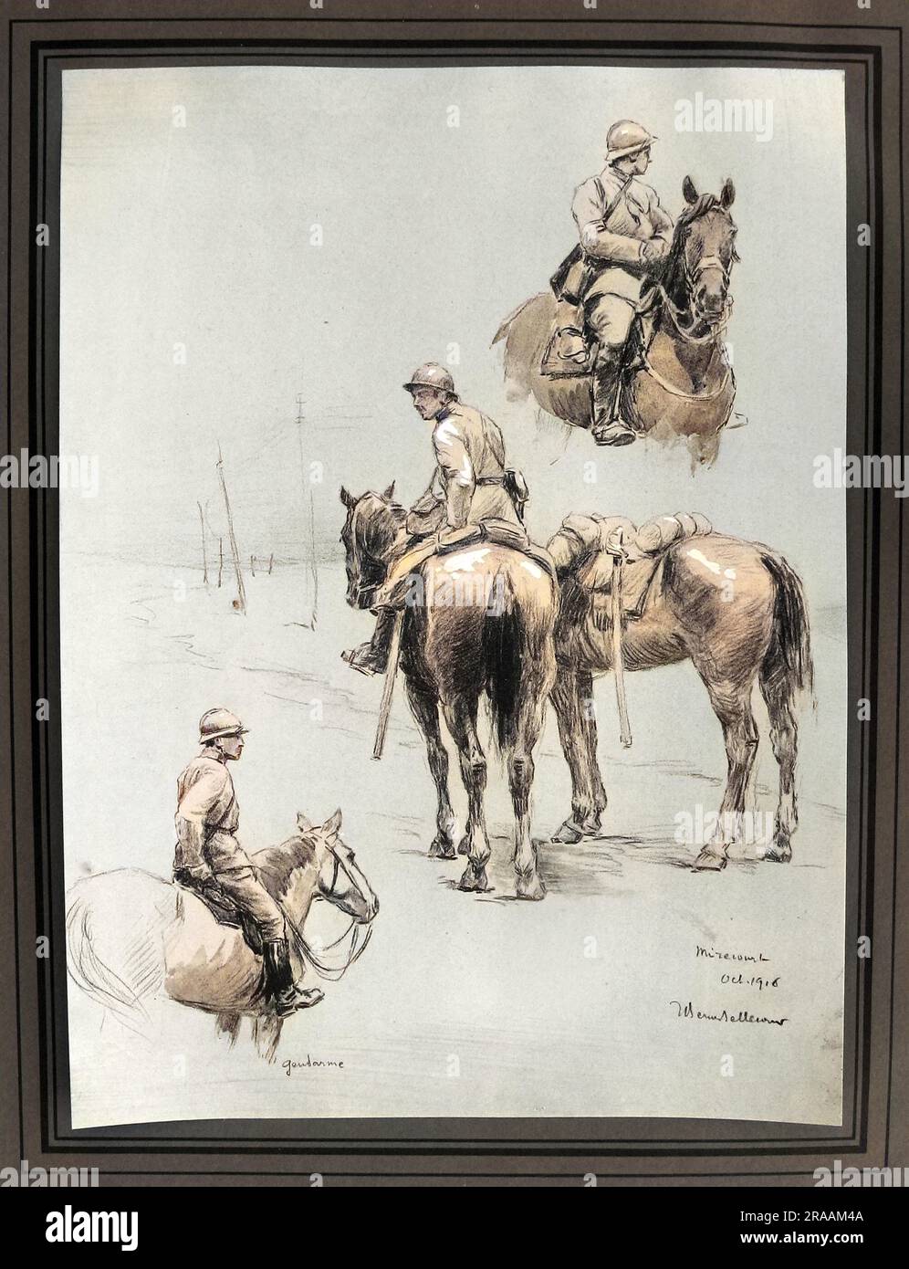 Eine Studie der französischen Kavallerie in Mirimont. Jean-Jacques Berne-Bellecour (1874-1939) Stockfoto