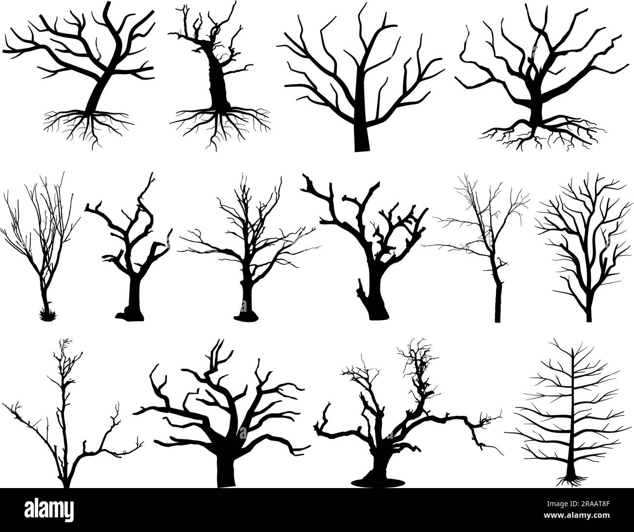 Set mit Dead Tree Silhouette Stock Vektor