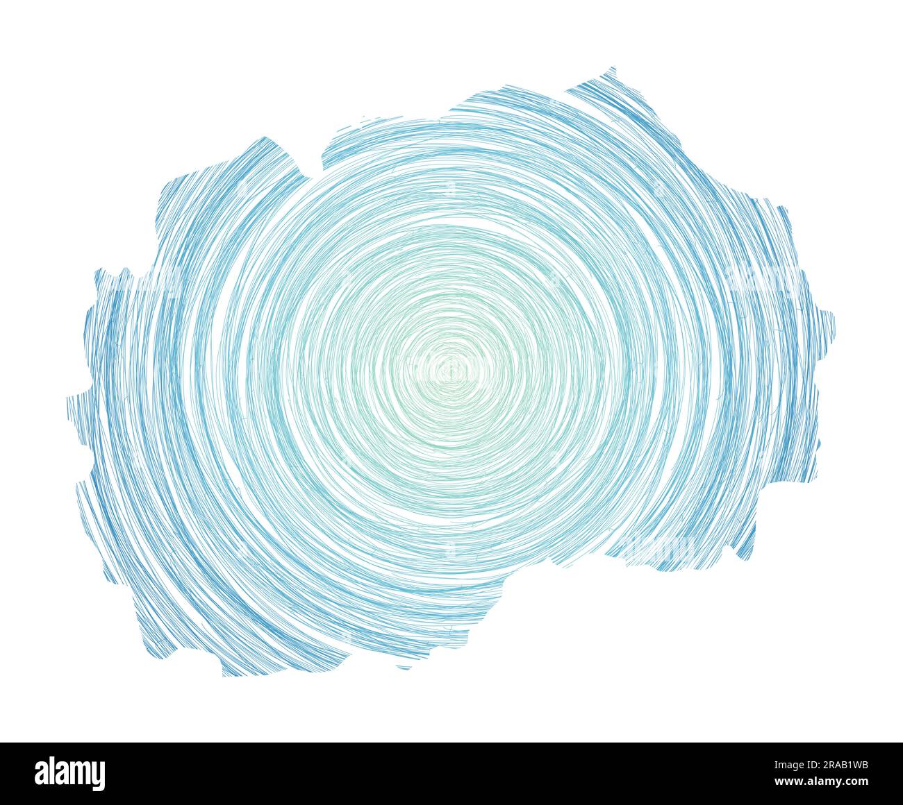 Mazedonien Karte gefüllt mit konzentrischen Kreisen. Skizzieren Sie Kreise in Form des Landes. Vektorabbildung. Stock Vektor