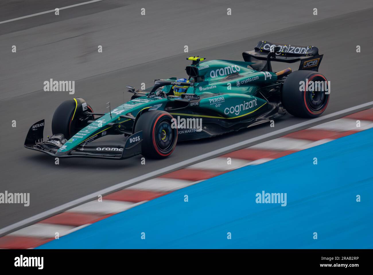 Ernando Alonso und sein Aston Martin AMR 23. Jahr 2023 Stockfoto