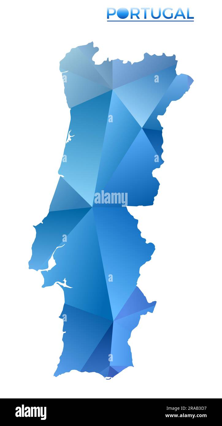 Vektor-polygonale Portugal-Karte. Lebhaftes, geometrisches Country in flachem Poly-Stil. Künstlerische Illustration für Ihre Infografiken. Stock Vektor