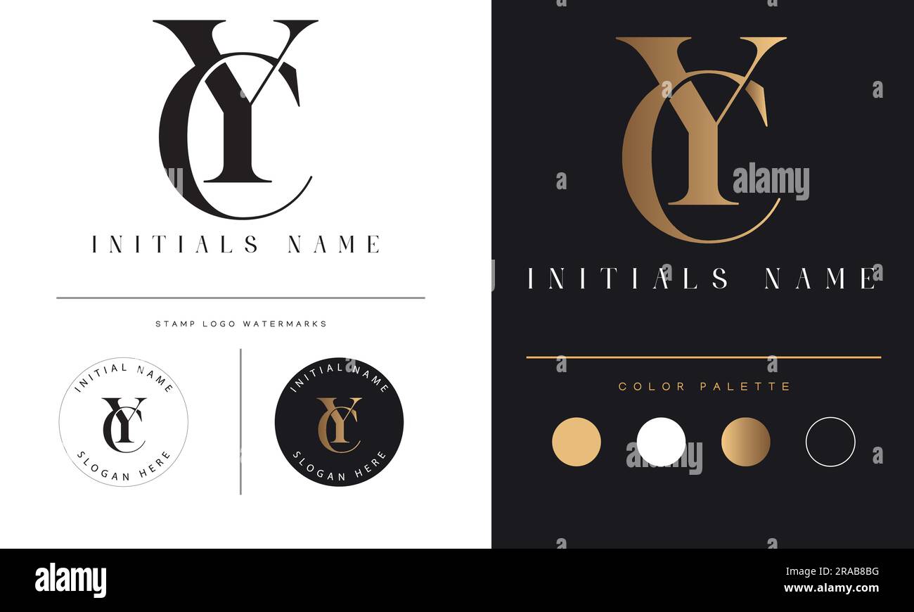 Luxuriöses YC- oder CY-Logo mit Textbuchstaben und Monogramm Stock Vektor