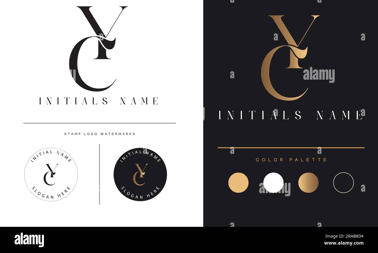 Luxuriöses YC- oder CY-Logo mit Textbuchstaben und Monogramm Stock Vektor