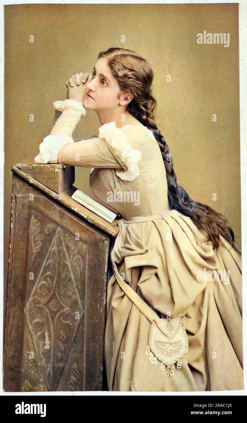 1870 Ca , Paris , FRANKREICH : der gefeierte italienisch-spanische Sänger Soprano ADELINA PATTI ( 1843 - 1919 ) in der Rolle von Marguerite in FAUST von Charles GOUNOD . Foto: Charles REUTLINGER , Paris . DIGITAL GEFÄRBT .- GESCHICHTE - FOTO STORICHE - CANTANTE LIRICA - OPERA - MUSICA CLASSICA - Classical - Portrait - ritratto - OPERA - Cantante lirica - classica - Classical - DIVA - DIVINA - PORTRAIT - RITRATTO - treccia - Braid - Preghiera - pry - Gebet -- - Archivio GBB Stockfoto
