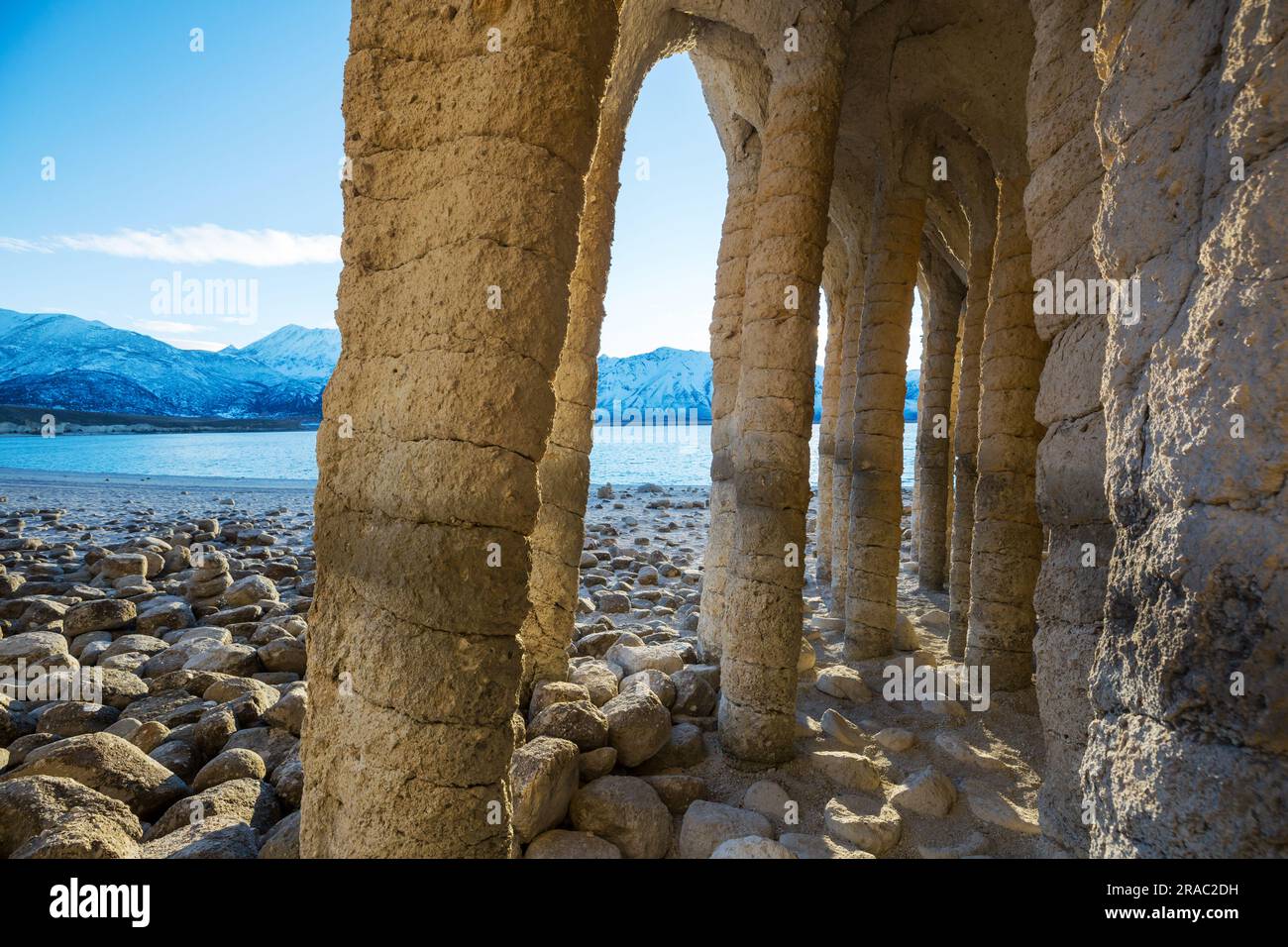Ungewöhnliche Naturlandschaften - die Crowley Lake Columns in Kalifornien, USA. Stockfoto