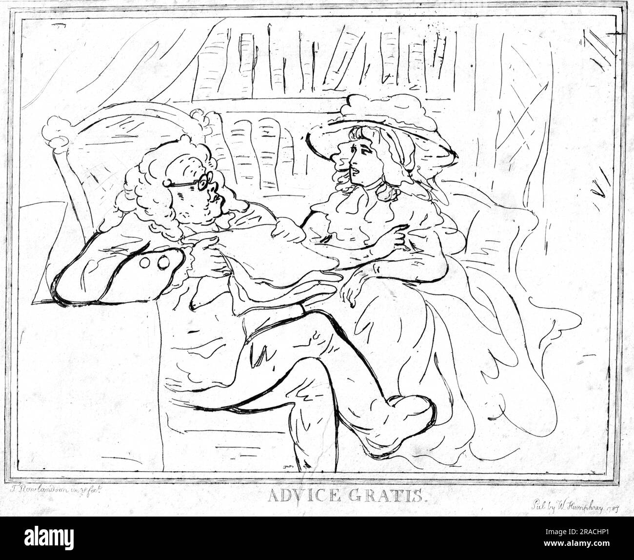 Thomas Rowlandson 1757-1827) - kostenlose Ratschläge, Etching Pub von W. Humphrey, 1787 Stockfoto